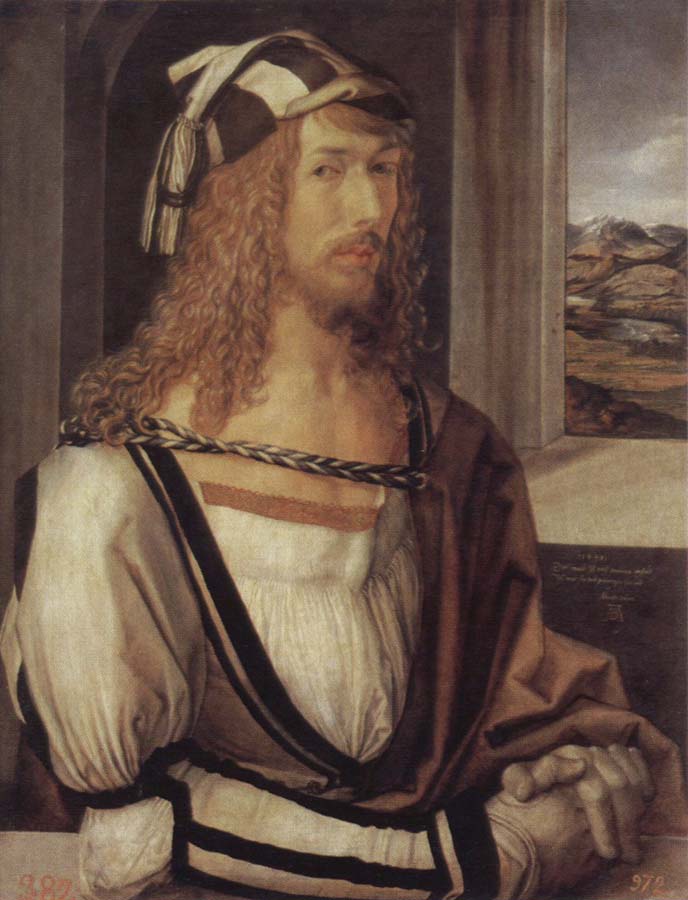 Albrecht Durer self portrait with gloves